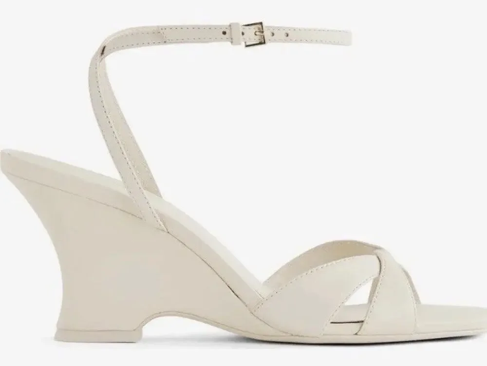 Reformation Margo Wedge Sandal Almond Leather Sz 9.5 NEW $298